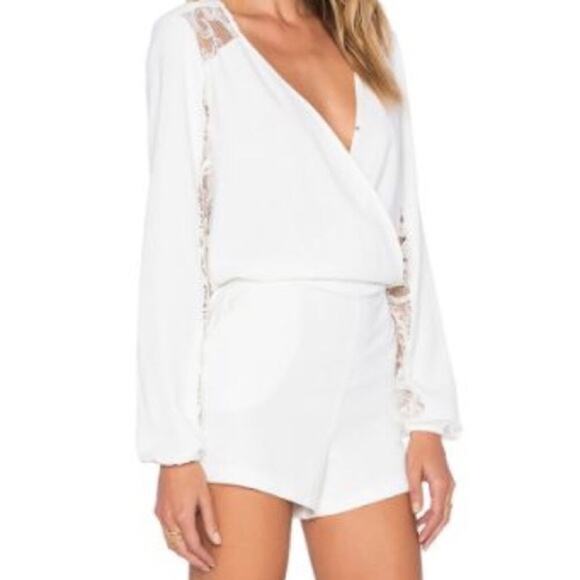 Parker Ross Romper Shorts Lace Long Sleeve‎ White size small - Picture 2 of 10